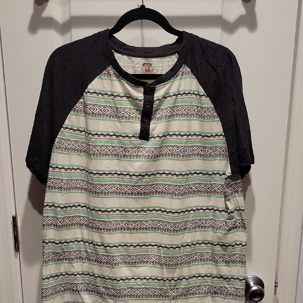 Route 66 Black and White Patterned Shirt